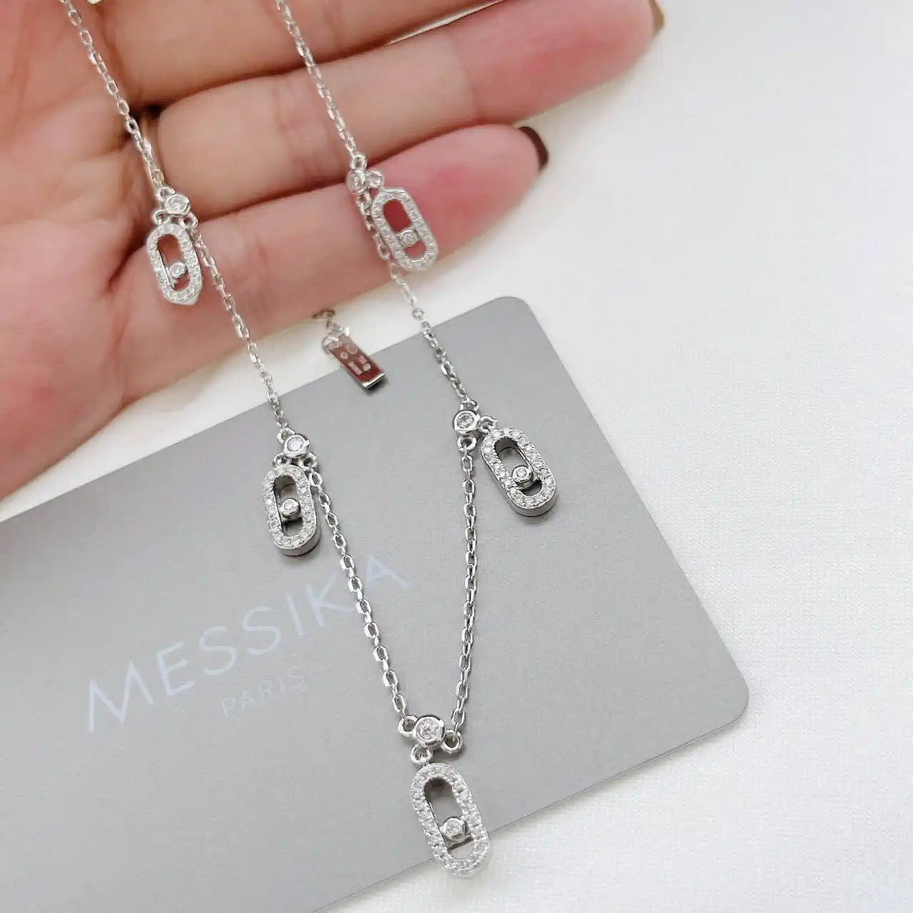 Messika 12150 Move Uno Pav¨¦ Drop Pendant Choker White Gold Diamond Necklace