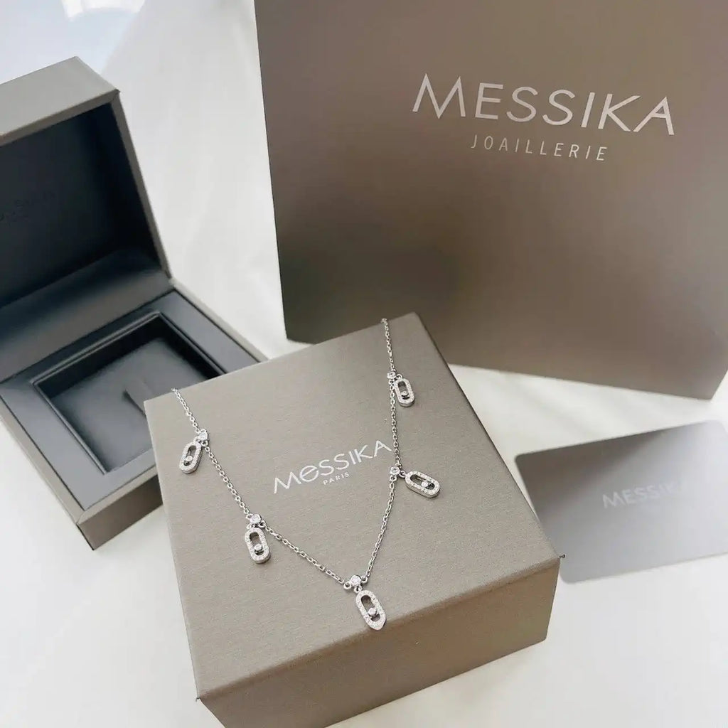Messika 12150 Move Uno Pav¨¦ Drop Pendant Choker White Gold Diamond Necklace