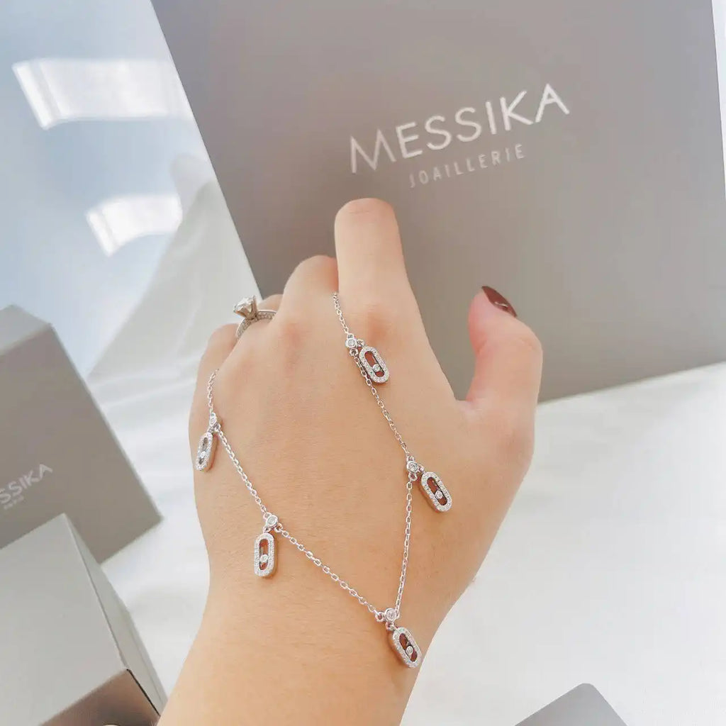 Messika 12150 Move Uno Pav¨¦ Drop Pendant Choker White Gold Diamond Necklace