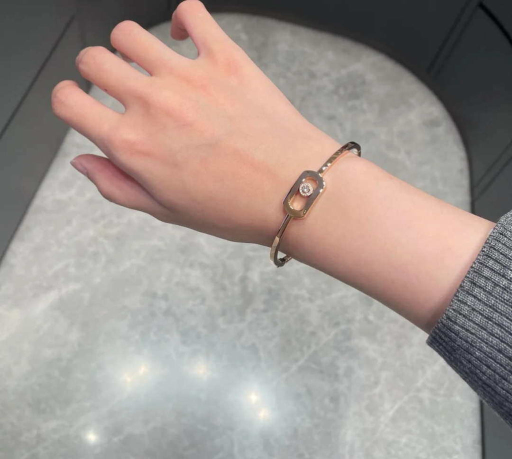 Messika Move Uno Pav¨¦ Flex Bangle Pink Gold Diamond Bracelet 1134-PG