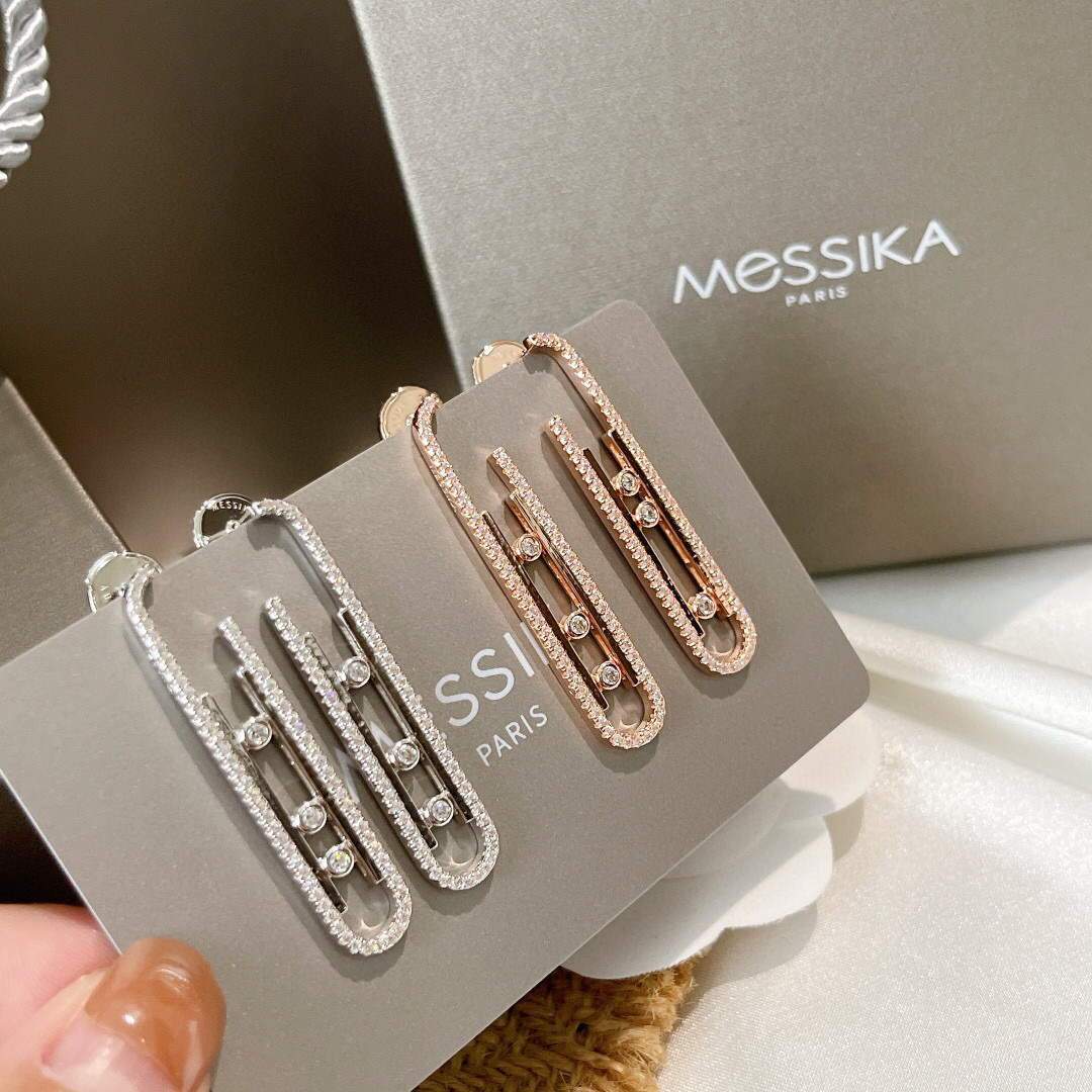 Messika Rose Gold Diamond Pendant Earrings Move 10TH PM  22027 - luxibagsmall