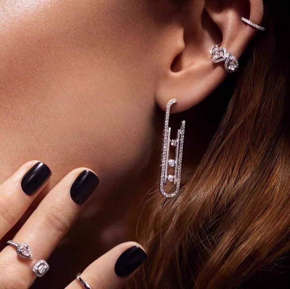 Messika Rose Gold Diamond Pendant Earrings Move 10TH PM  22027 - luxibagsmall