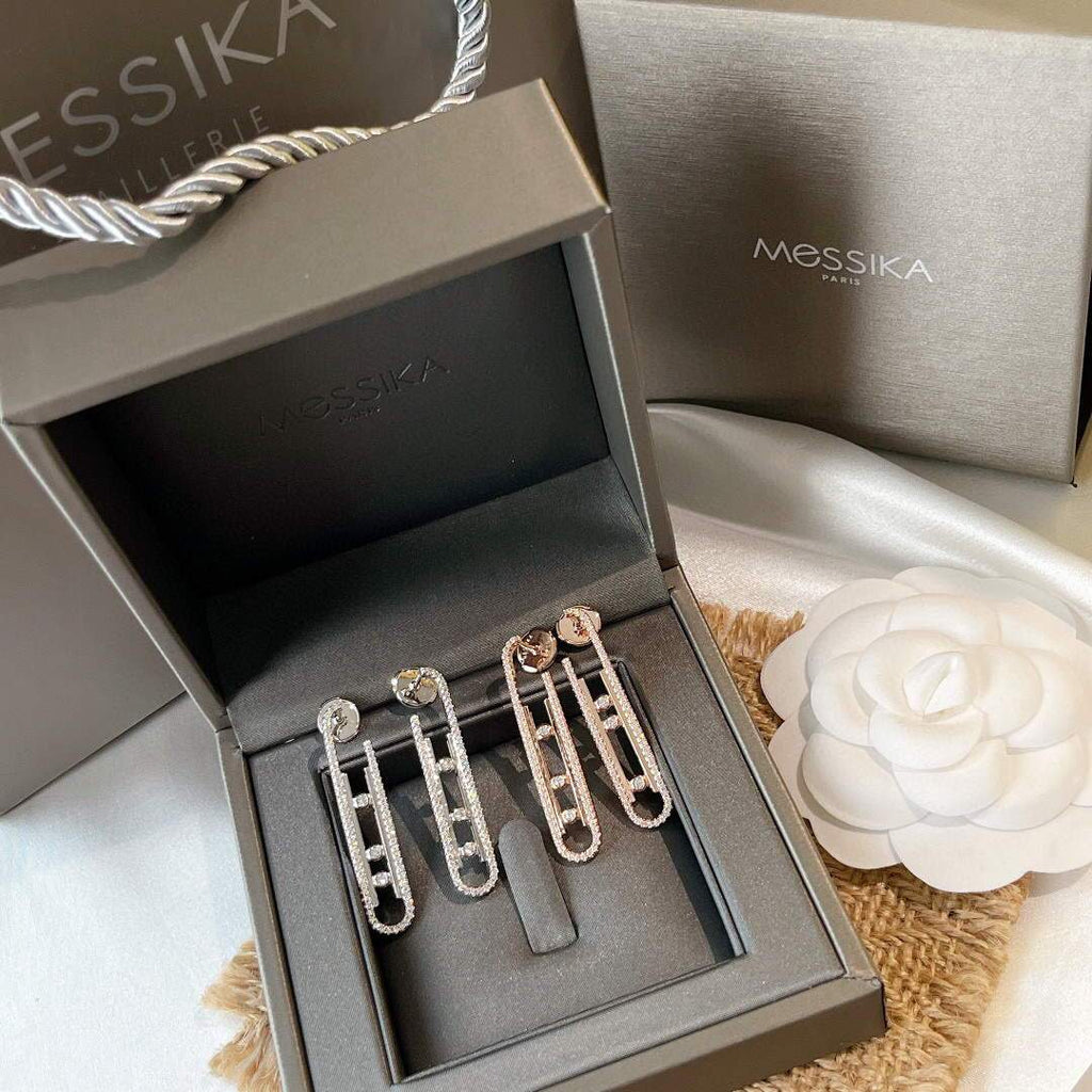 Messika Rose Gold Diamond Pendant Earrings Move 10TH PM  22027 - luxibagsmall