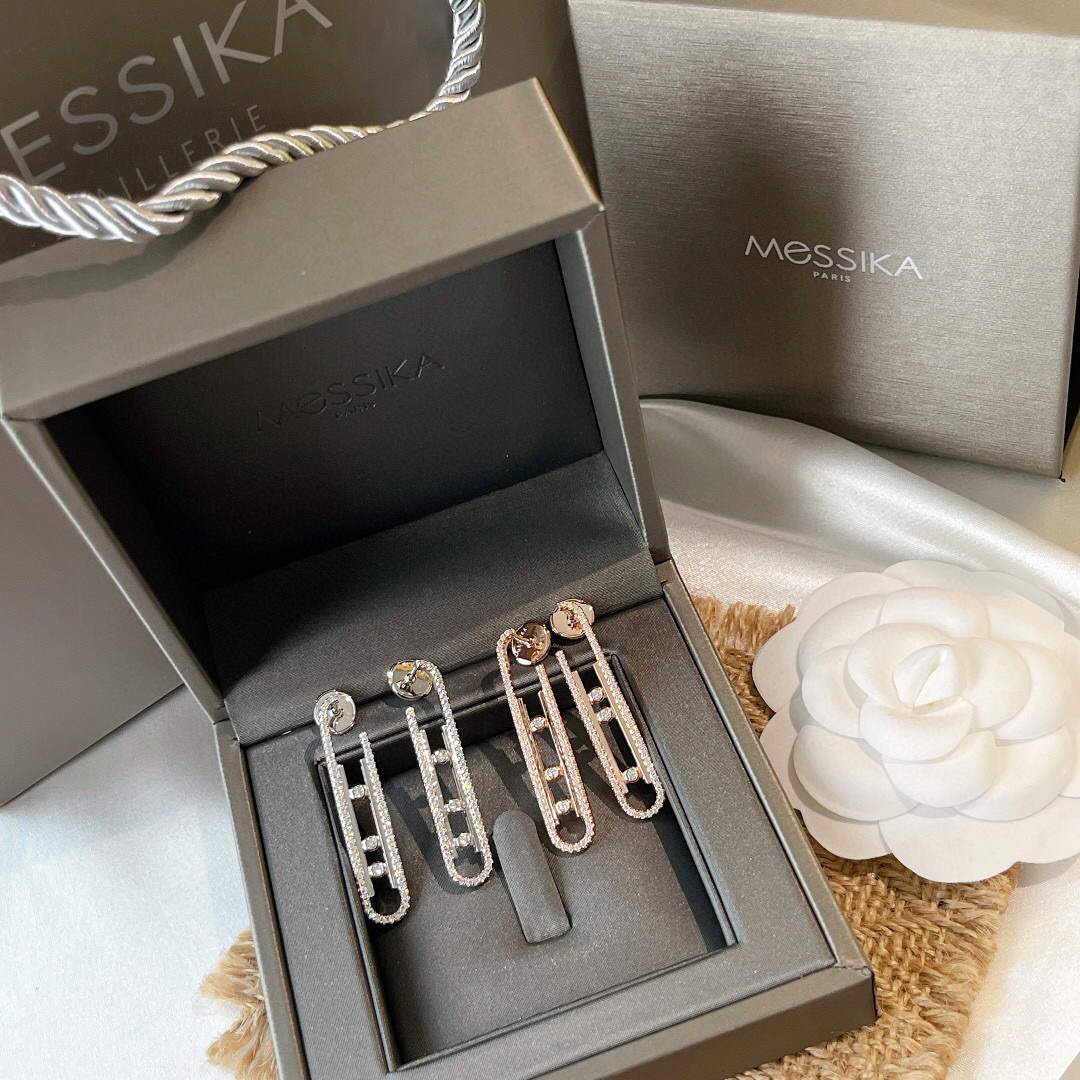 Messika Rose Gold Diamond Pendant Earrings Move 10TH PM  22027 - luxibagsmall