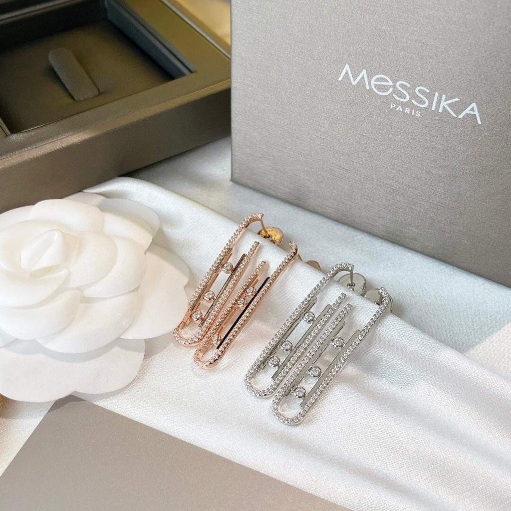 Messika Rose Gold Diamond Pendant Earrings Move 10TH PM  22027 - luxibagsmall