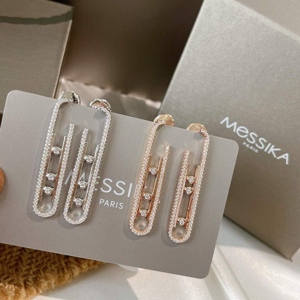 Messika Rose Gold Diamond Pendant Earrings Move 10TH PM  22027 - luxibagsmall