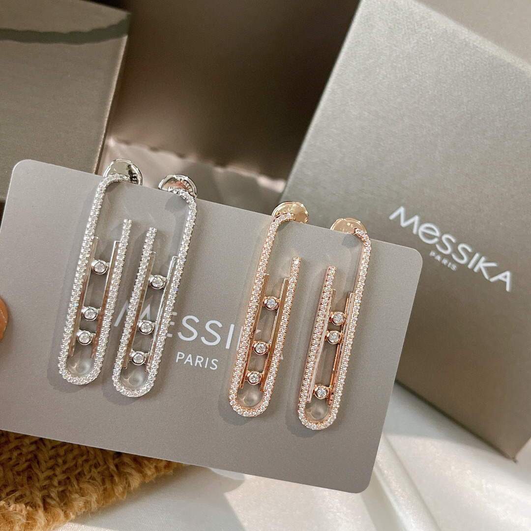 Messika Rose Gold Diamond Pendant Earrings Move 10TH PM  22027 - luxibagsmall