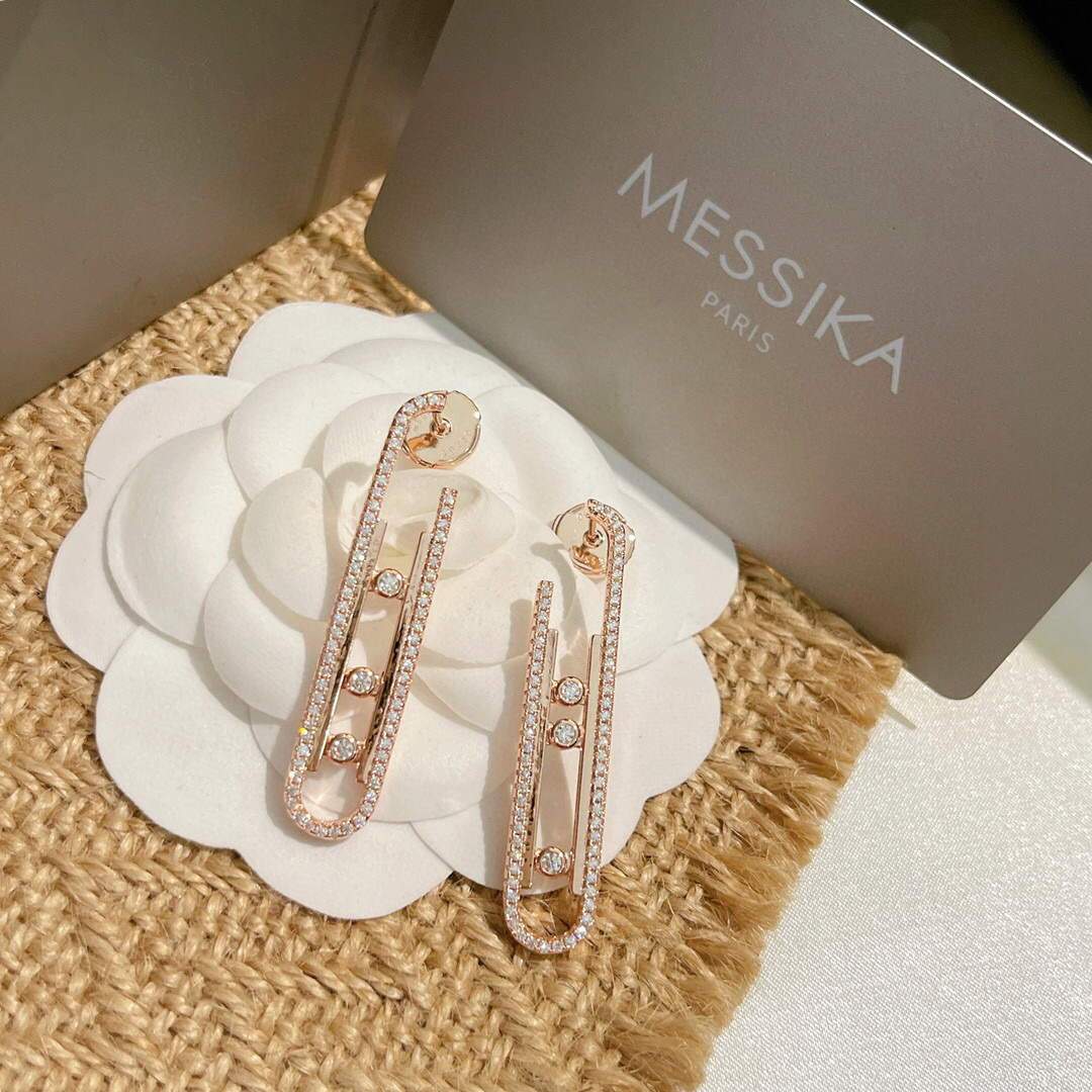 Messika Rose Gold Diamond Pendant Earrings Move 10TH PM  22027 - luxibagsmall