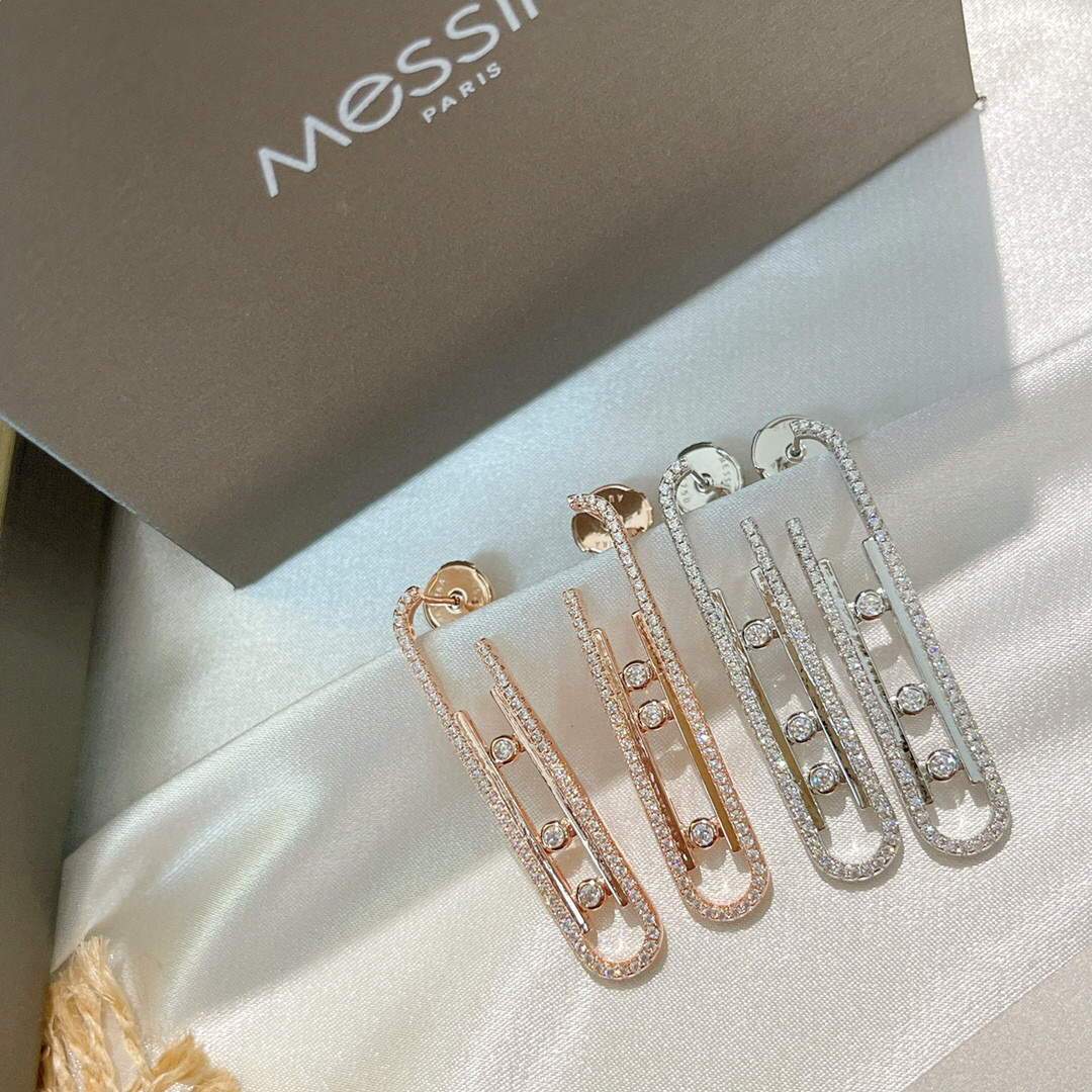 Messika Rose Gold Diamond Pendant Earrings Move 10TH PM  22027 - luxibagsmall