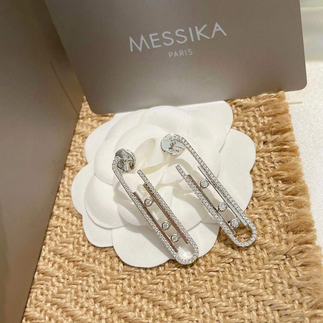 Messika Rose Gold Diamond Pendant Earrings Move 10TH PM  22027 - luxibagsmall