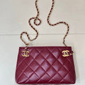 Chanel Mini Shopping Bag Lambskin & Gold-Tone Metal AS6248 Wine Red