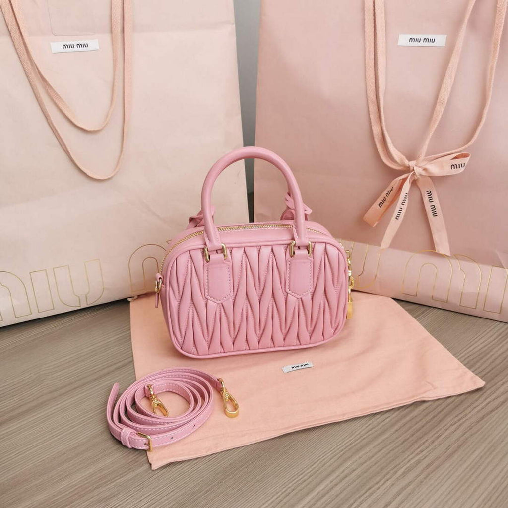 MiuMiu 5BB123 Matelass¨¦ nappa leather handbag Alabaster Pink