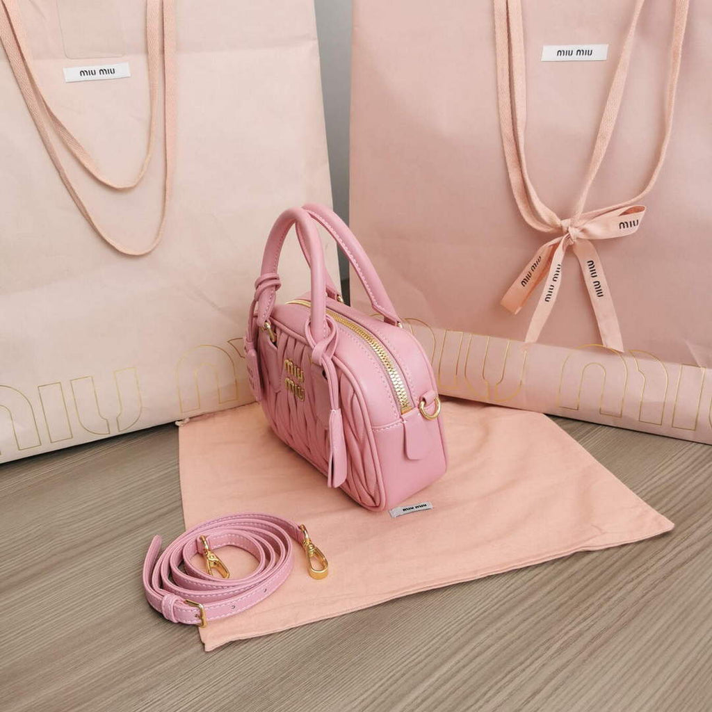 MiuMiu 5BB123 Matelass¨¦ nappa leather handbag Alabaster Pink