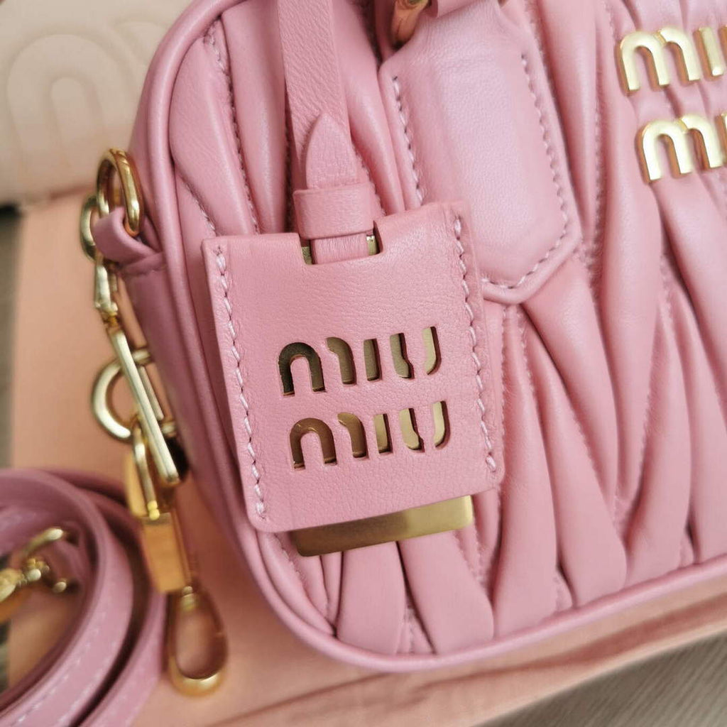 MiuMiu 5BB123 Matelass¨¦ nappa leather handbag Alabaster Pink