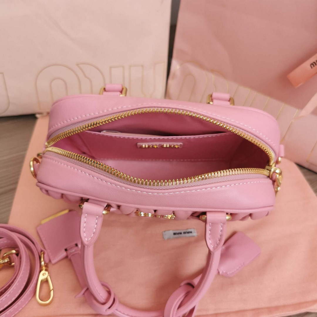 MiuMiu 5BB123 Matelass¨¦ nappa leather handbag Alabaster Pink
