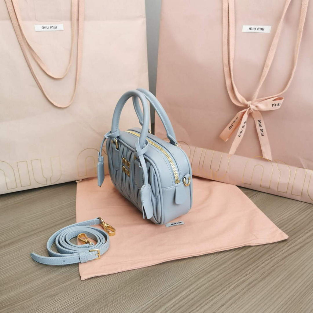 MiuMiu 5BB123 Matelass¨¦ nappa leather handbag Cornflower Blue