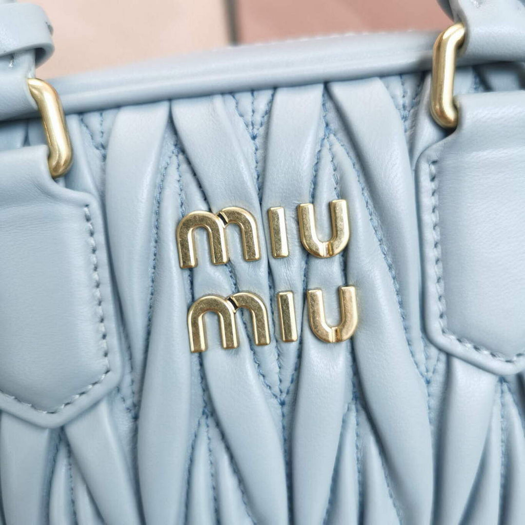 MiuMiu 5BB123 Matelass¨¦ nappa leather handbag Cornflower Blue