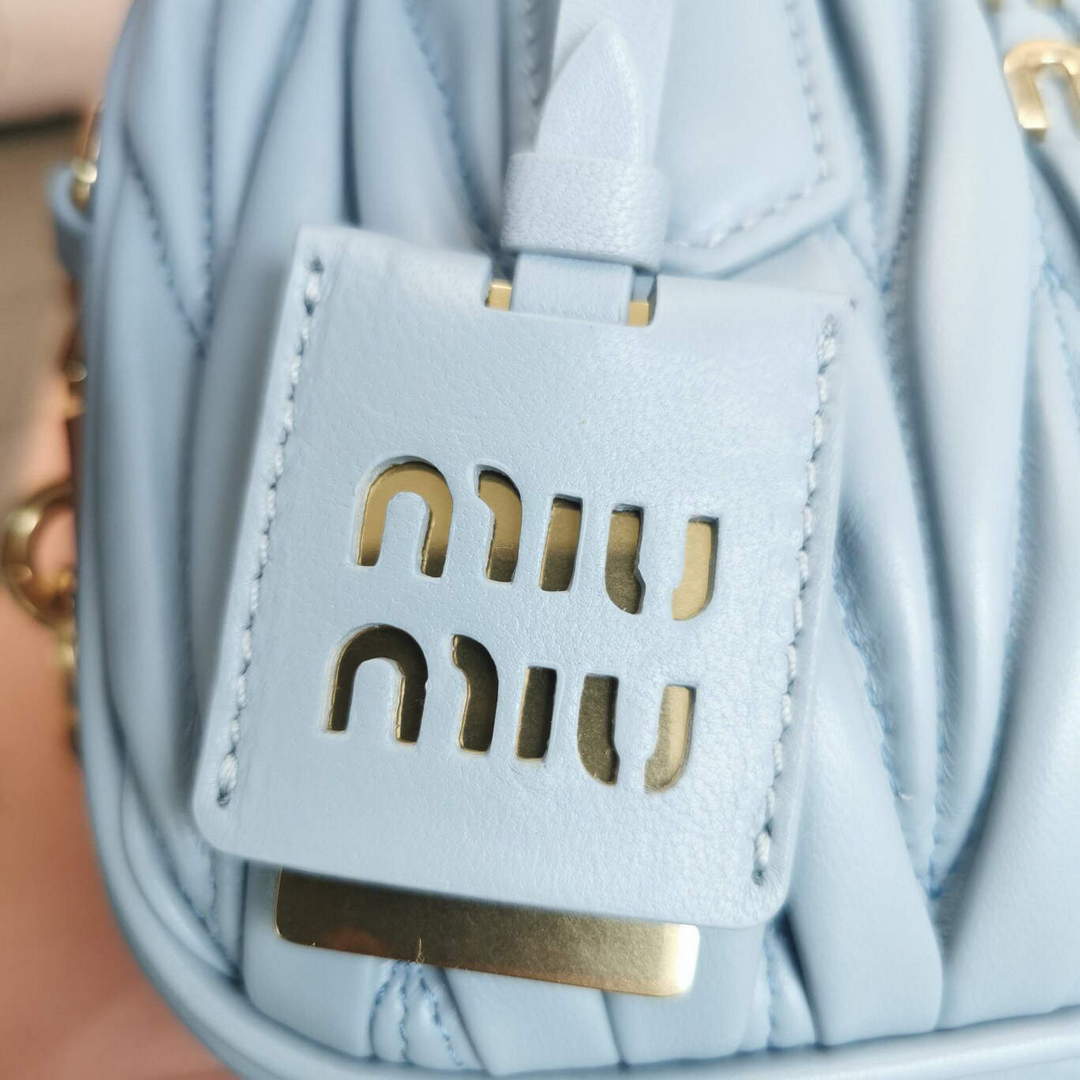 MiuMiu 5BB123 Matelass¨¦ nappa leather handbag Cornflower Blue