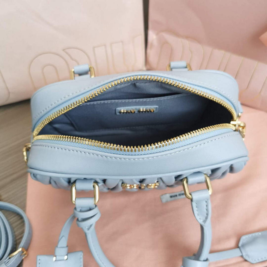 MiuMiu 5BB123 Matelass¨¦ nappa leather handbag Cornflower Blue