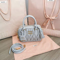 MiuMiu 5BB123 Matelass¨¦ nappa leather handbag Gray
