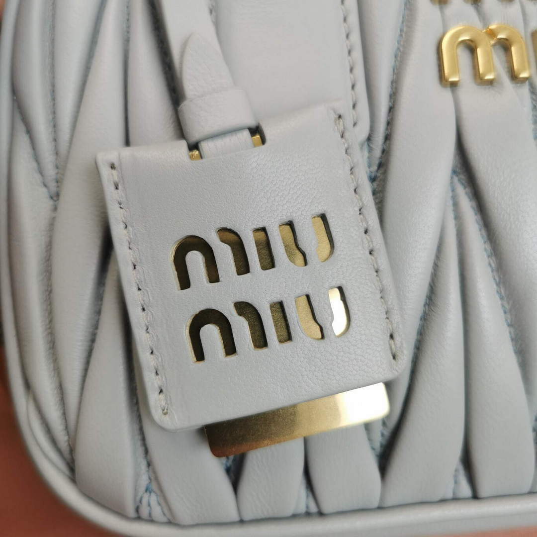 MiuMiu 5BB123 Matelass¨¦ nappa leather handbag Gray