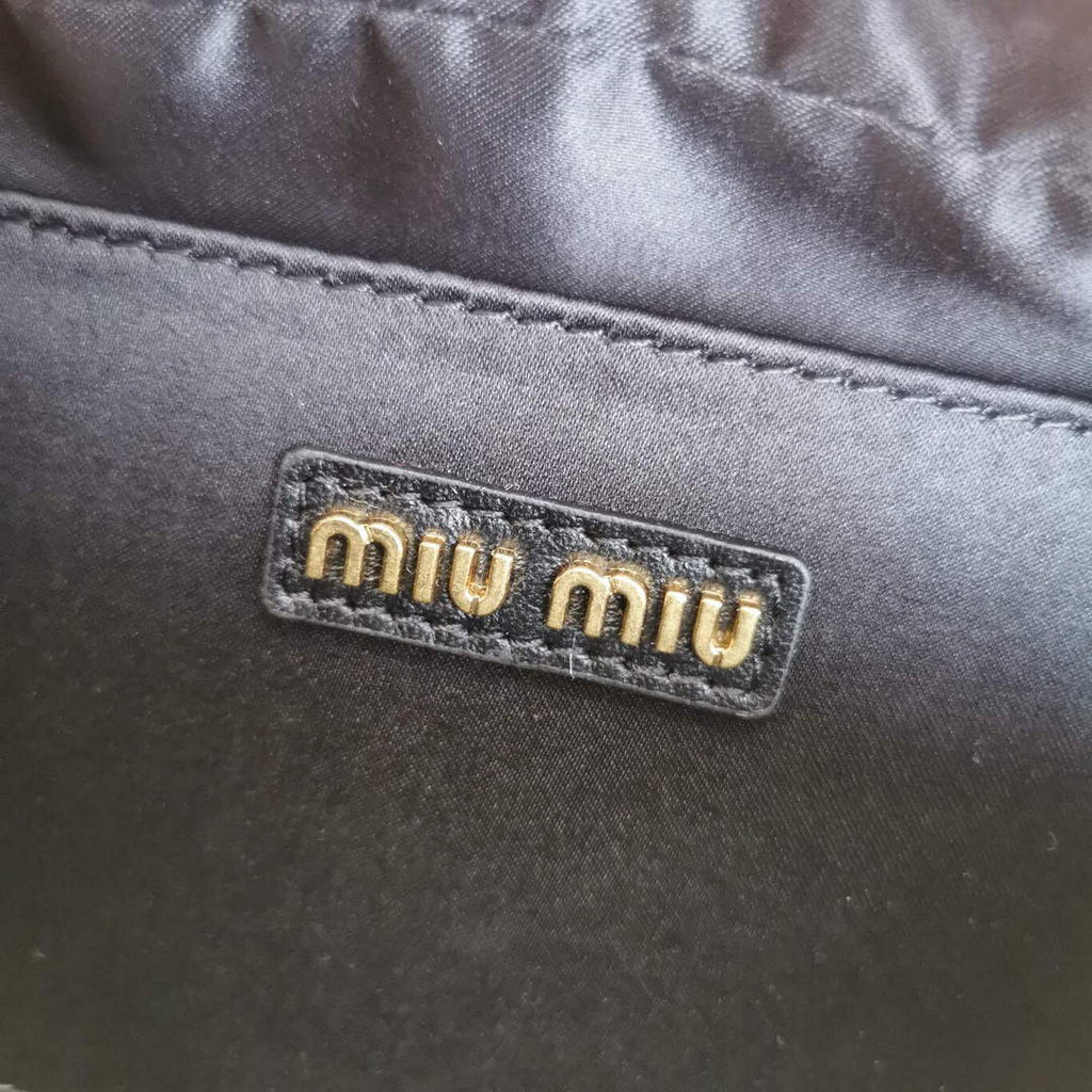 MiuMiu 5BB123 Matelass¨¦ nappa leather handbag Black