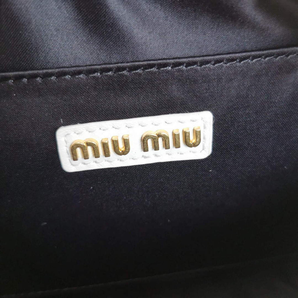 MiuMiu 5BB123 Matelass¨¦ nappa leather handbag White