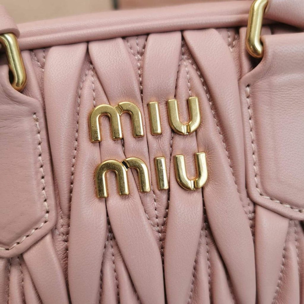 MiuMiu 5BB123 Matelass¨¦ nappa leather handbag Light pink