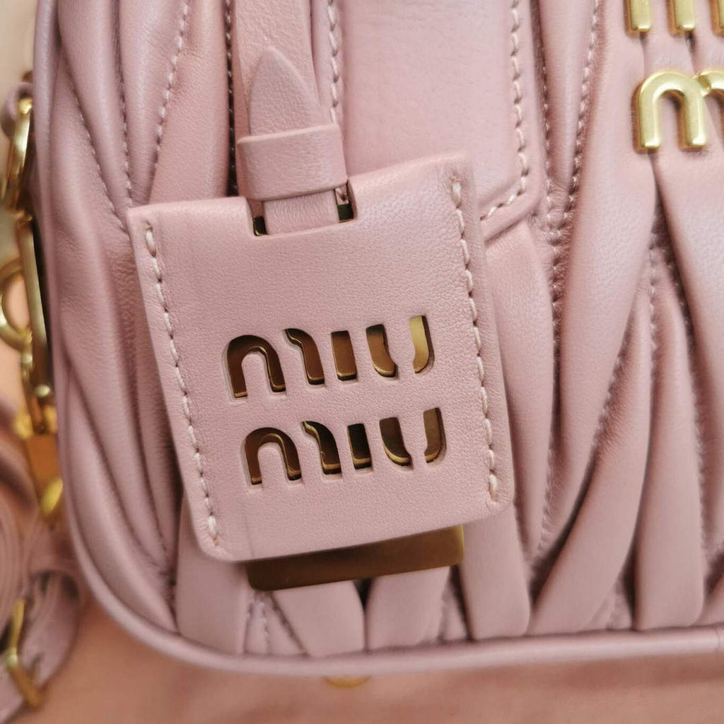 MiuMiu 5BB123 Matelass¨¦ nappa leather handbag Light pink