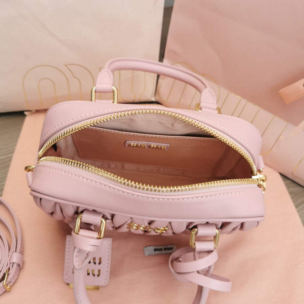 MiuMiu 5BB123 Matelass¨¦ nappa leather handbag Light pink