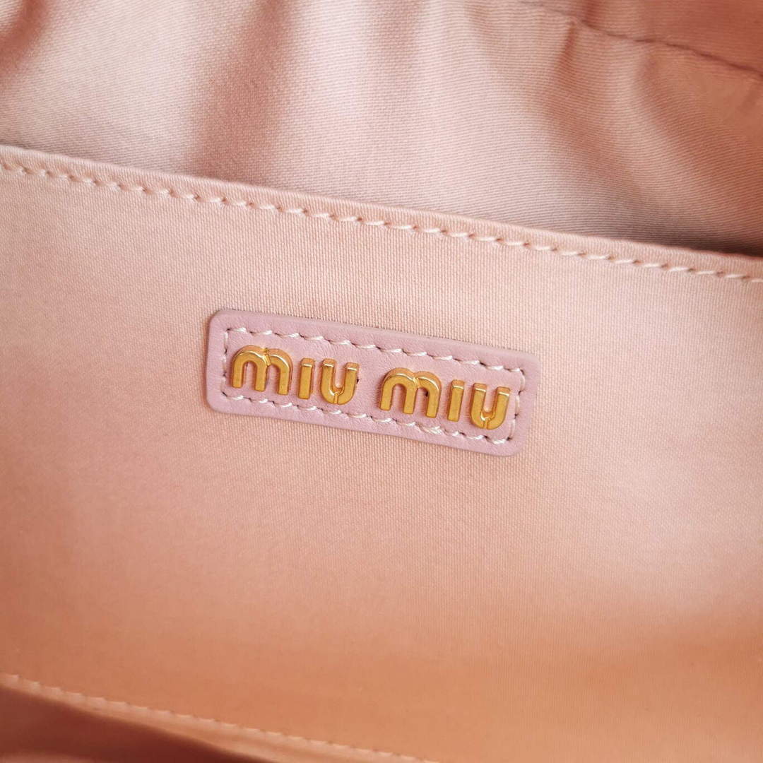 MiuMiu 5BB123 Matelass¨¦ nappa leather handbag Light pink