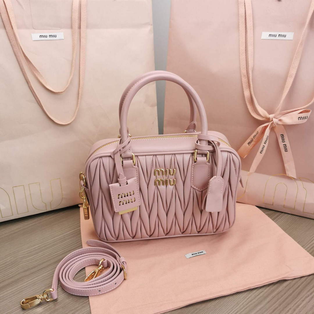 MiuMiu 5BB124 Matelass¨¦ Nappa Leather Top-handle Bag Pink