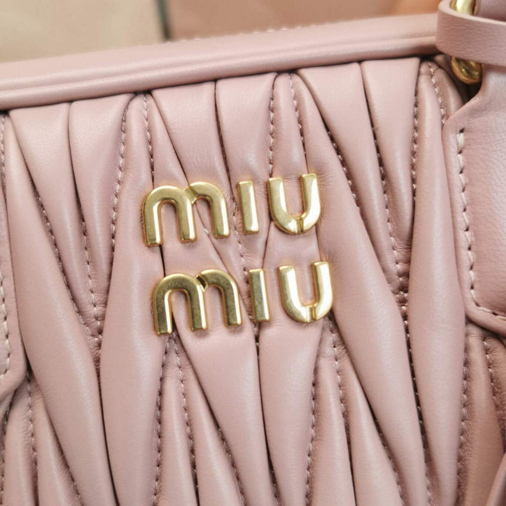 MiuMiu 5BB124 Matelass¨¦ Nappa Leather Top-handle Bag Pink