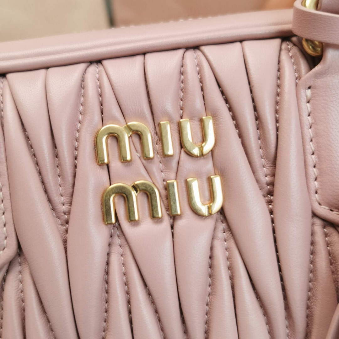 MiuMiu 5BB124 Matelass¨¦ Nappa Leather Top-handle Bag Pink