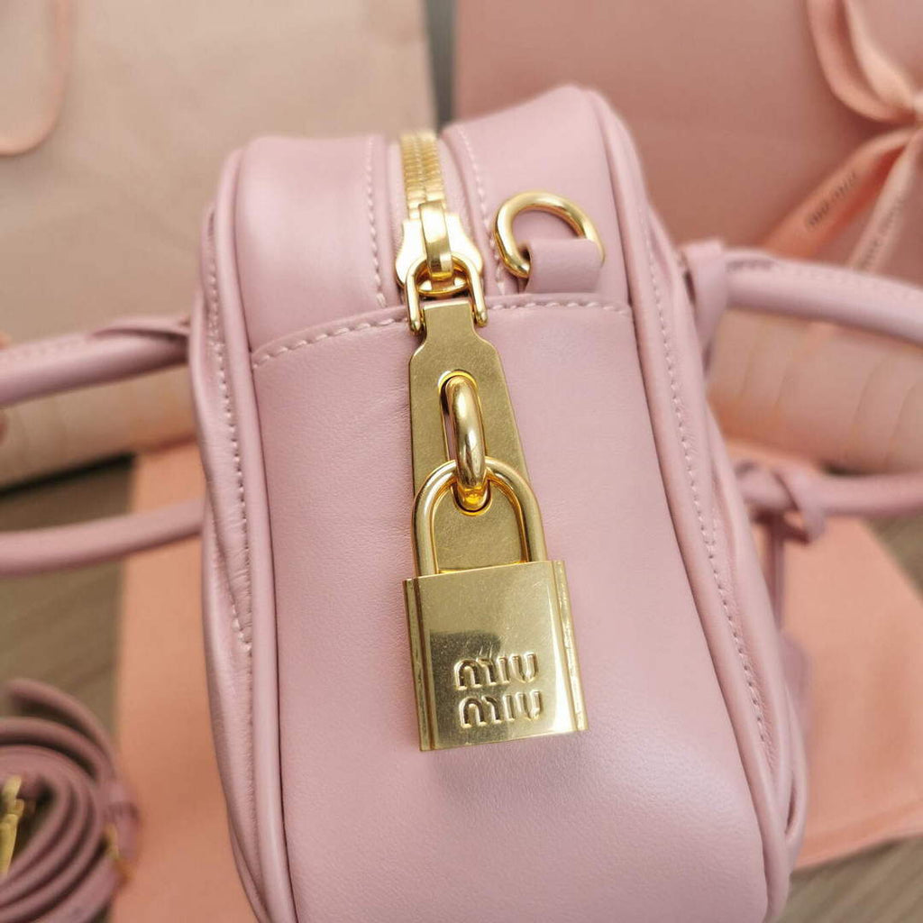 MiuMiu 5BB124 Matelass¨¦ Nappa Leather Top-handle Bag Pink