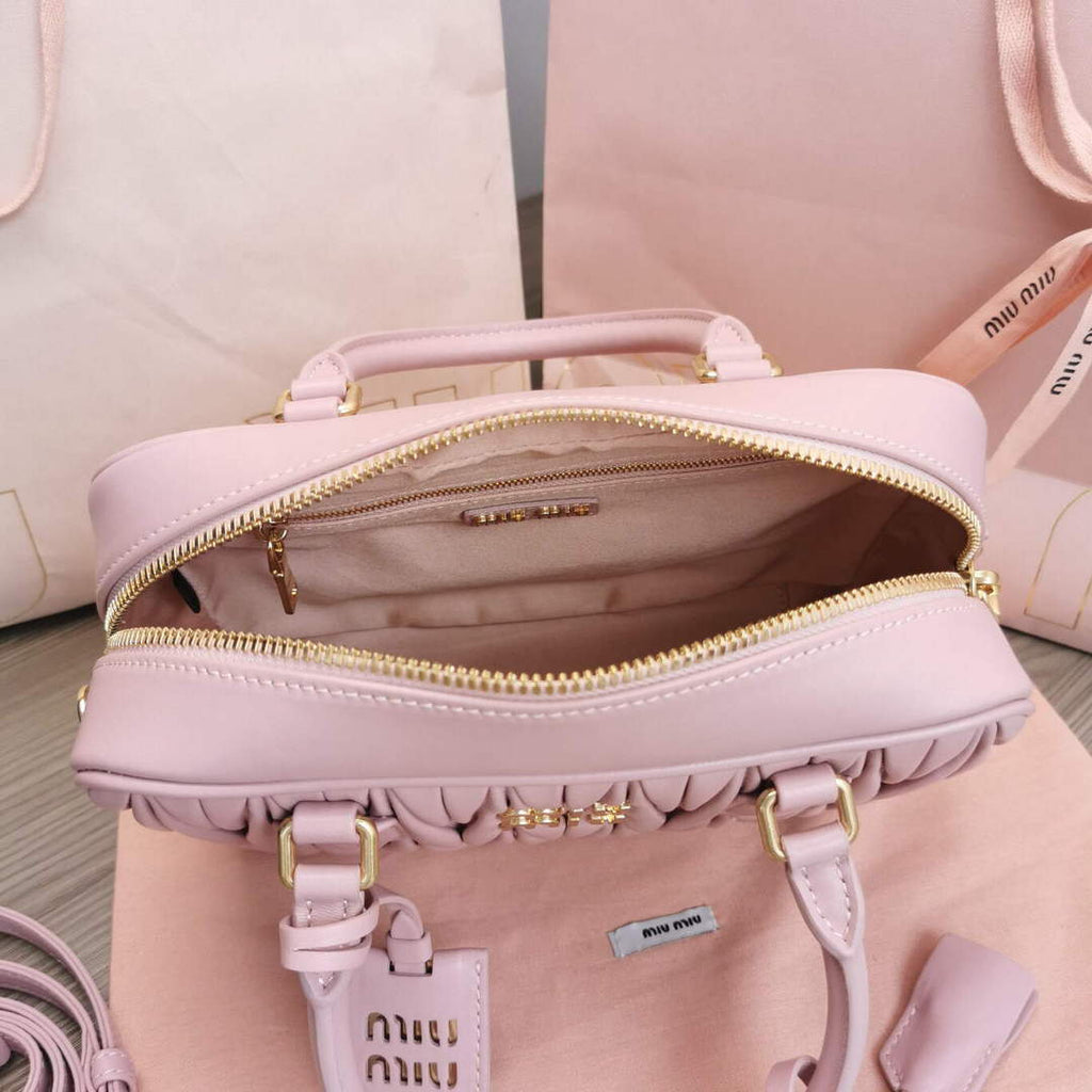 MiuMiu 5BB124 Matelass¨¦ Nappa Leather Top-handle Bag Pink