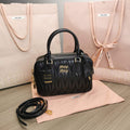MiuMiu 5BB124 Matelass¨¦ Nappa Leather Top-handle Bag Black