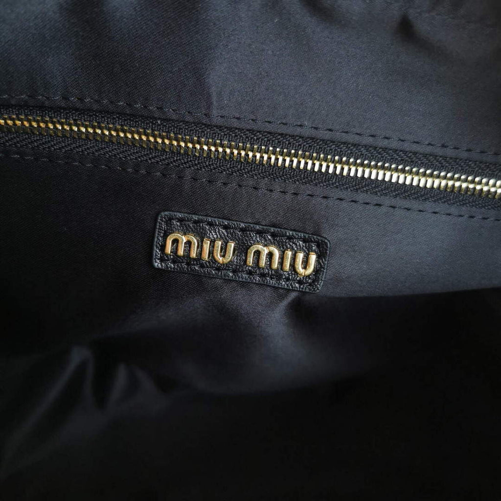 MiuMiu 5BB124 Matelass¨¦ Nappa Leather Top-handle Bag Black