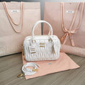 MiuMiu 5BB124 Matelass¨¦ Nappa Leather Top-handle Bag White