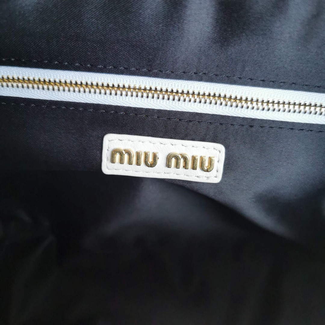 MiuMiu 5BB124 Matelass¨¦ Nappa Leather Top-handle Bag White