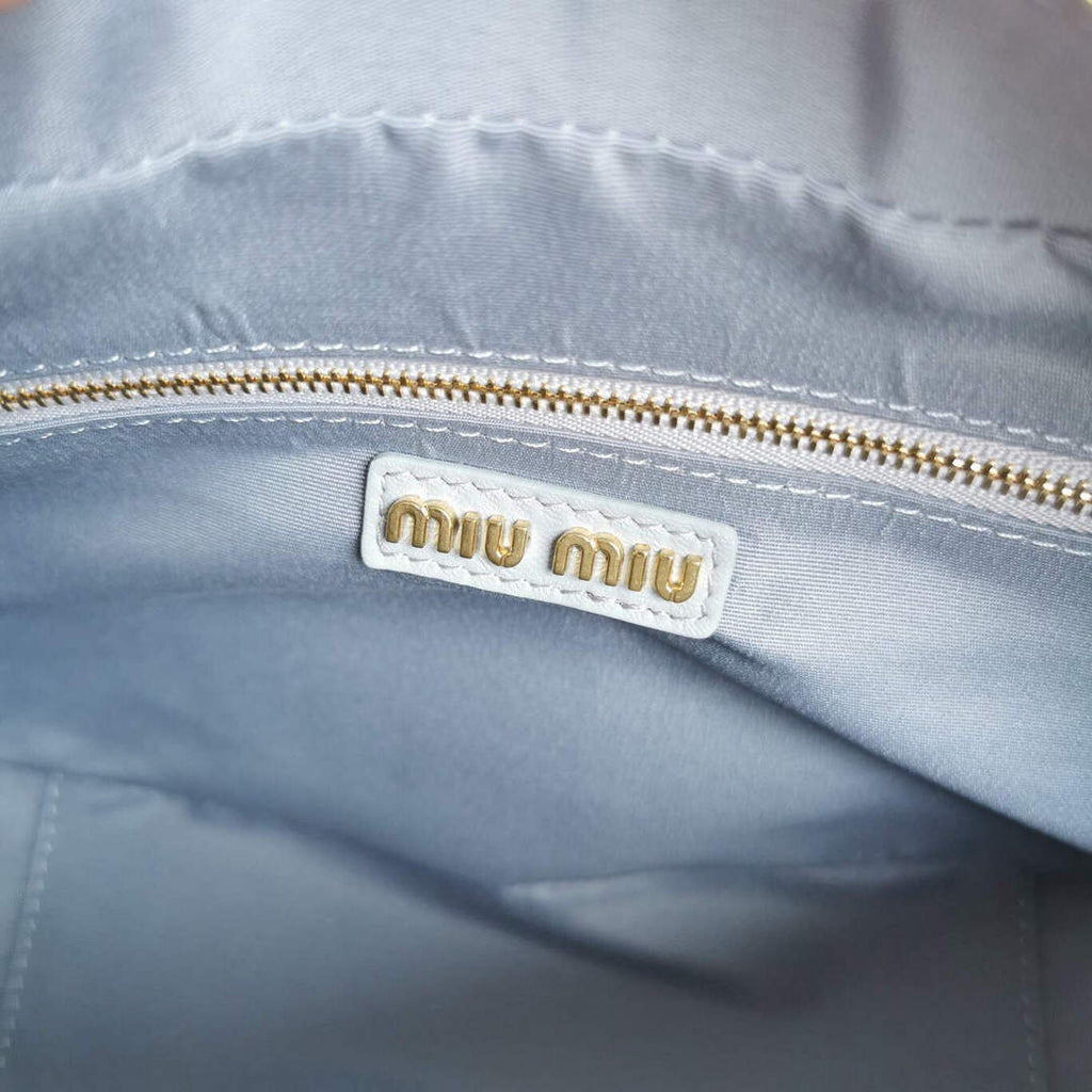 MiuMiu 5BB124 Matelass¨¦ Nappa Leather Top-handle Bag Cornflower Blue