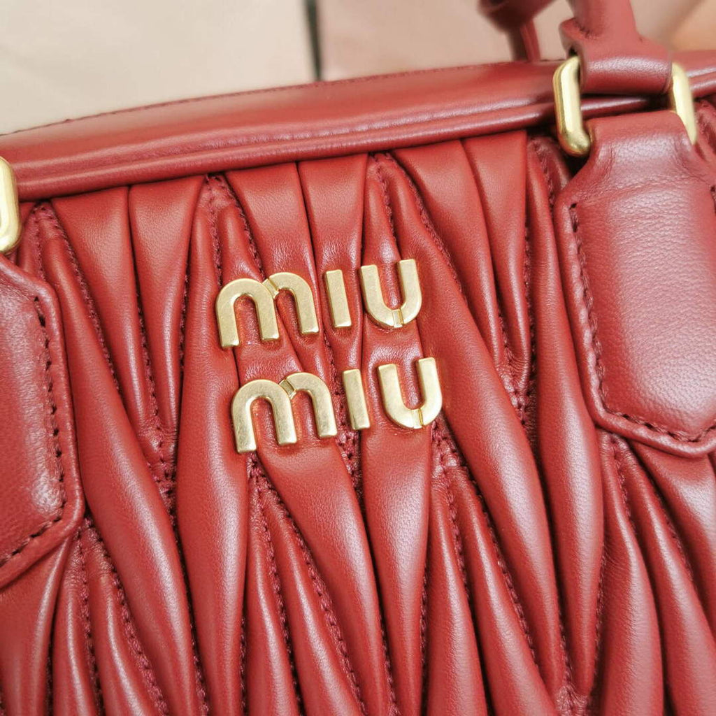 MiuMiu 5BB124 Matelass¨¦ Nappa Leather Top-handle Bag red