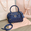 MiuMiu 5BB124 Matelass¨¦ Nappa Leather Top-handle Bag baltic blue