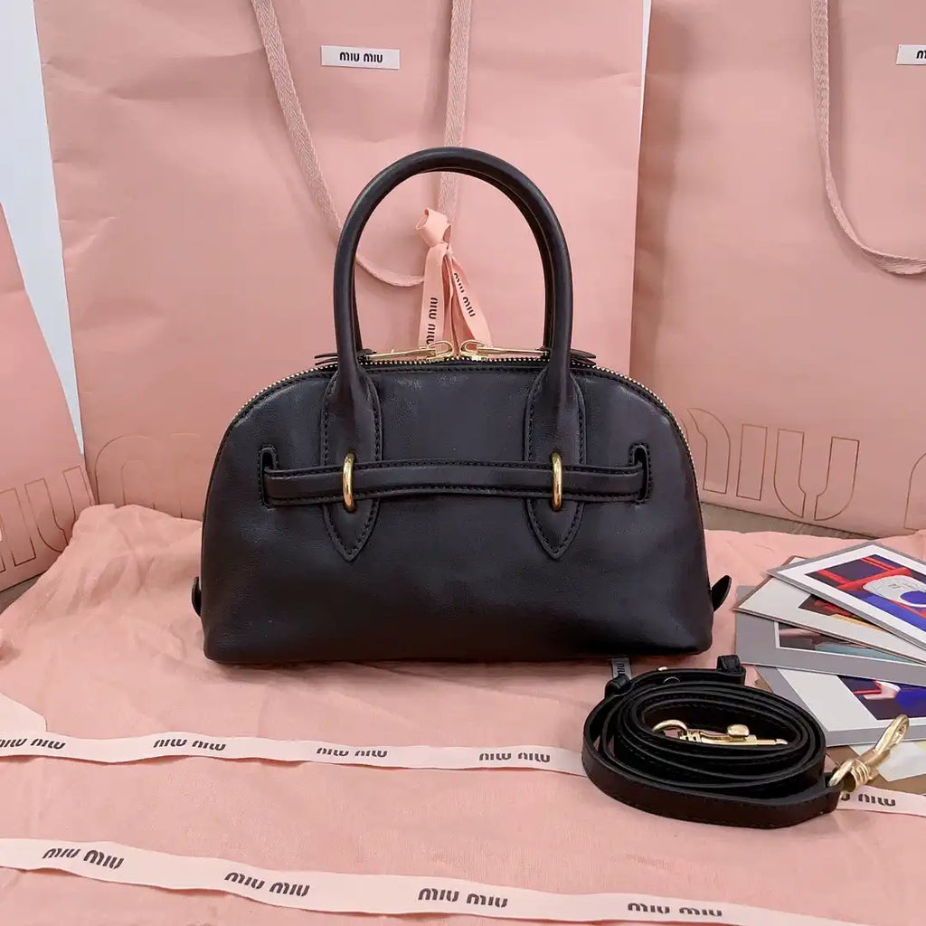 MiuMiu 5BB169 Aventure nappa leather top-handle bag Black