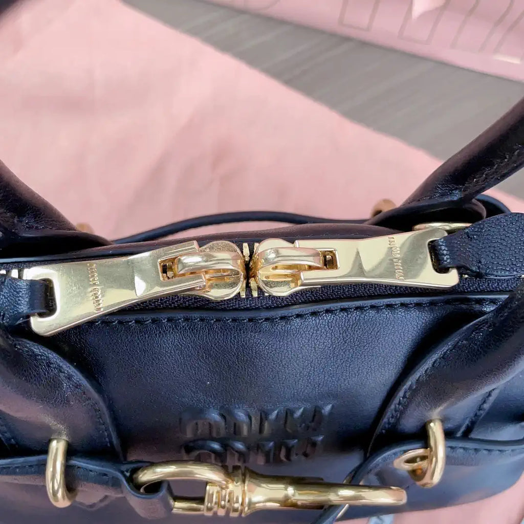 MiuMiu 5BB169 Aventure nappa leather top-handle bag Black
