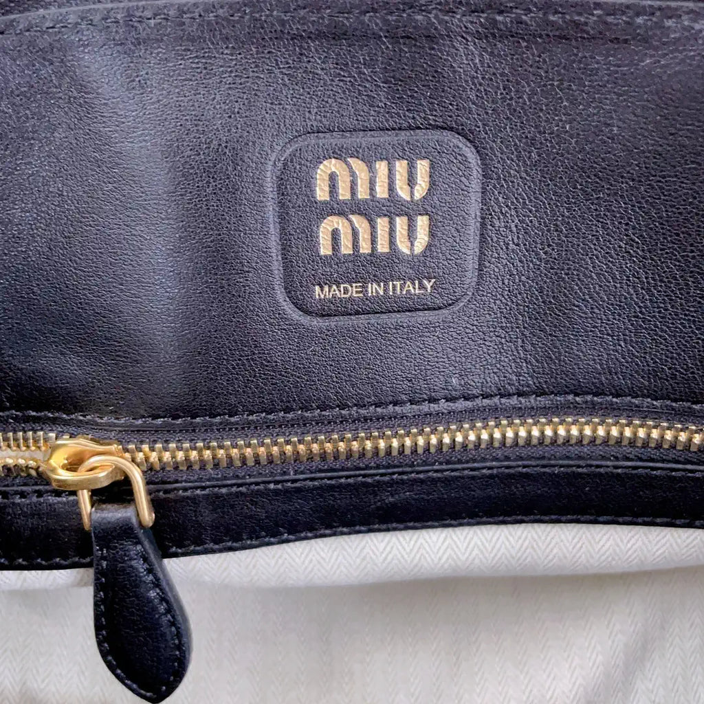 MiuMiu 5BB169 Aventure nappa leather top-handle bag Black