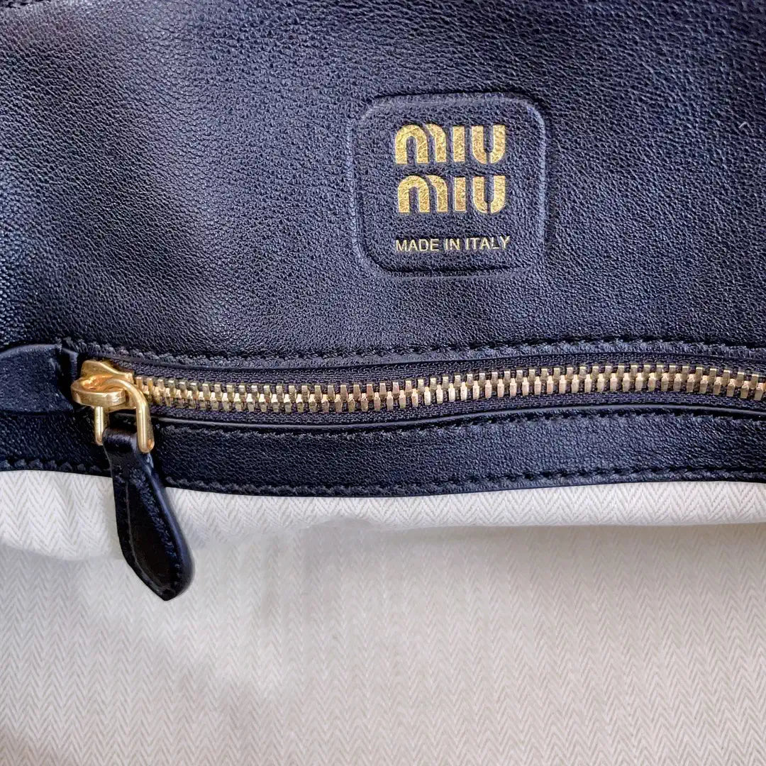 MiuMiu 5BB168 Aventure nappa leather top-handle Meduim bag Black