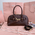 MiuMiu 5BB168 Aventure nappa leather top-handle Meduim bag Dark Brown