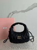 MiuMiu 5BC125 Small Matelass¨¦ nappa leather handbag Black