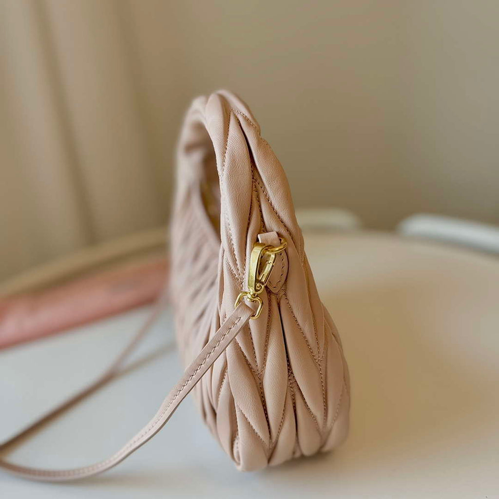 MiuMiu 5BC125 Small Matelass¨¦ nappa leather handbag Nude